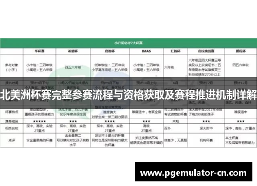 北美洲杯赛完整参赛流程与资格获取及赛程推进机制详解
