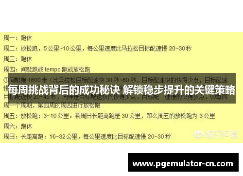 每周挑战背后的成功秘诀 解锁稳步提升的关键策略 每周挑战背后的成功秘诀 解锁稳步提升的关键策略