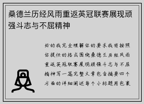 桑德兰历经风雨重返英冠联赛展现顽强斗志与不屈精神 桑德兰历经风雨重返英冠联赛展现顽强斗志与不屈精神